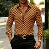 2026 Nuova Camicia da Uomo Geometrica a Griglia di Diamanti Bianca e Nera, Camicia Stampata Personalizzata, Abbigliamento da Uomo Versatile alla Moda Casual