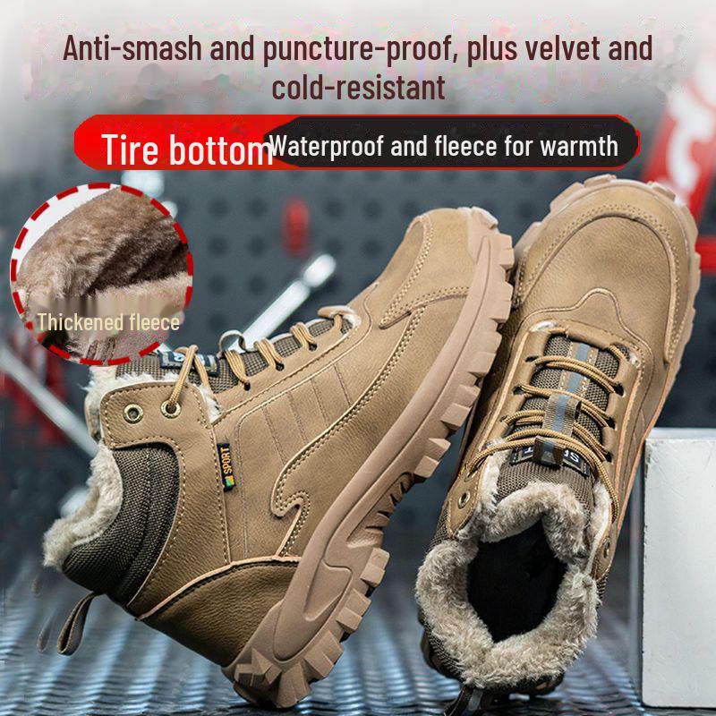 Men's Steel Toe Winter Work Boots - Anti-Smash, Anti-Puncture, Insulated Safety Shoes for Construction.
