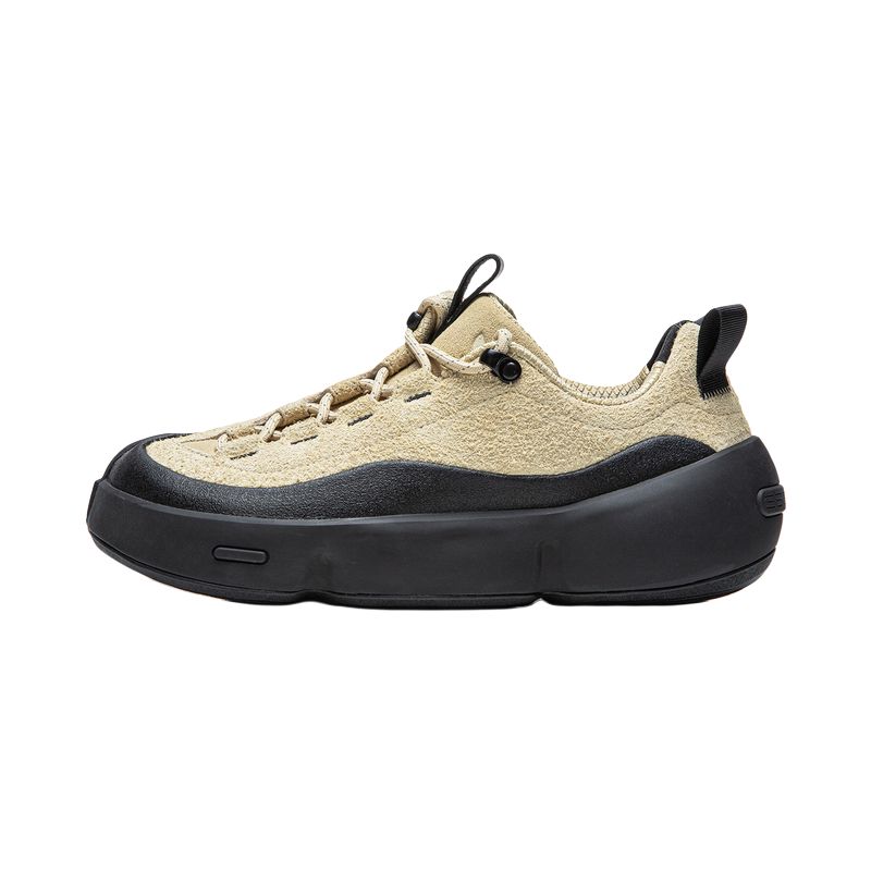 Li Ning Synthetic Leather, Split Cow Leather Low top Casual Shoes Unisex Plain Khaki AZGV095-3 41