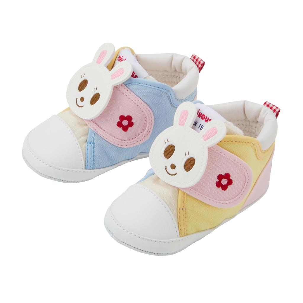 MIKI HOUSE Baby Pucchi Usako White x 2E Shoes, Pre-Shoes, Pink, 12.0 cm,
