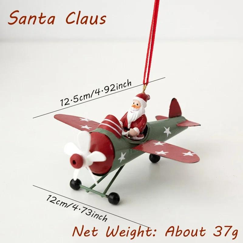 Retro Iron Christmas Pendant Antique Style Santa Claus Airplane Christmas Tree Hanging Decoration Ornaments Snowman Decorative