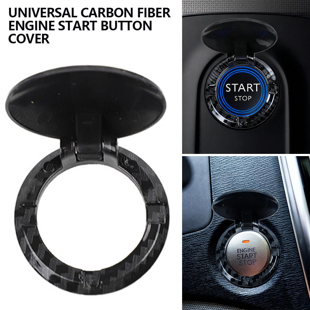 1PC Carbon Fiber Engine Start Button Cover Ignition Switch Protector Interior Decoration & Scratch Protection