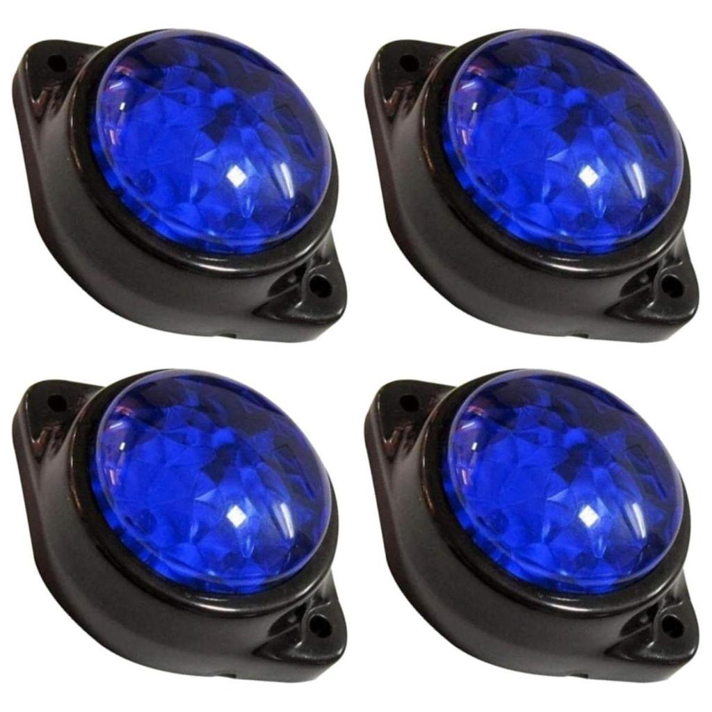 4-Pack Round Blue LED Rear Side Marker Clearance Lights 24V for RV Camper Motorhome Truck Trailer