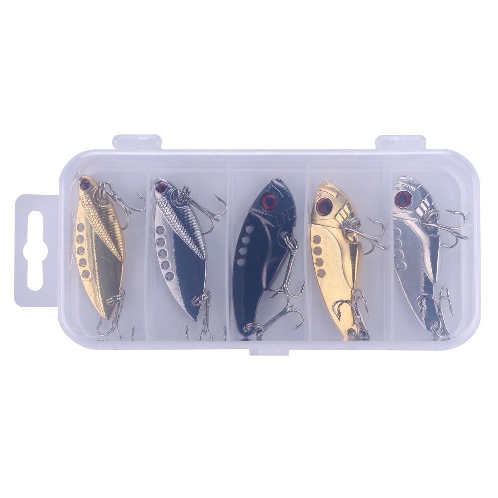 5Pcs Metal VIB 5.5cm/11g Freshwater Lure Sea Bass Croaker Lure Full Swimming Hard Baits Fishing Lures Fake Bait