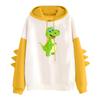 Women's Printed Contrasting Dinosaur Loose Casual Hoodie