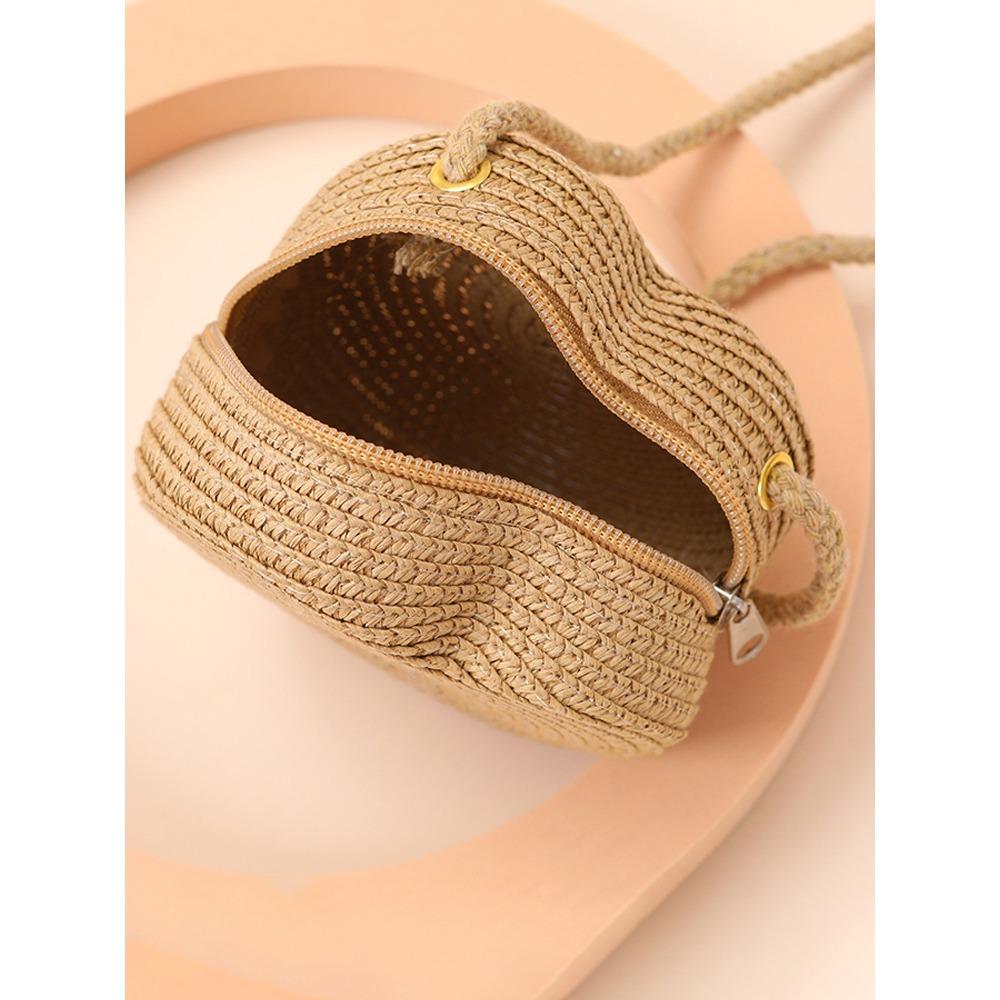 Straw Bag Seaside Beach Woven Bag 2025 New Love Children's Bag Female Cute Straw Bag Mini Vacation Style