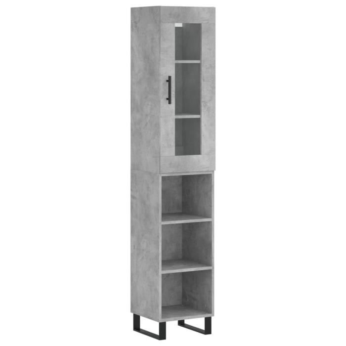 VidaXL Buffet haut Gris béton 34,5x34x180 cm Bois d'ingénierie 3199389