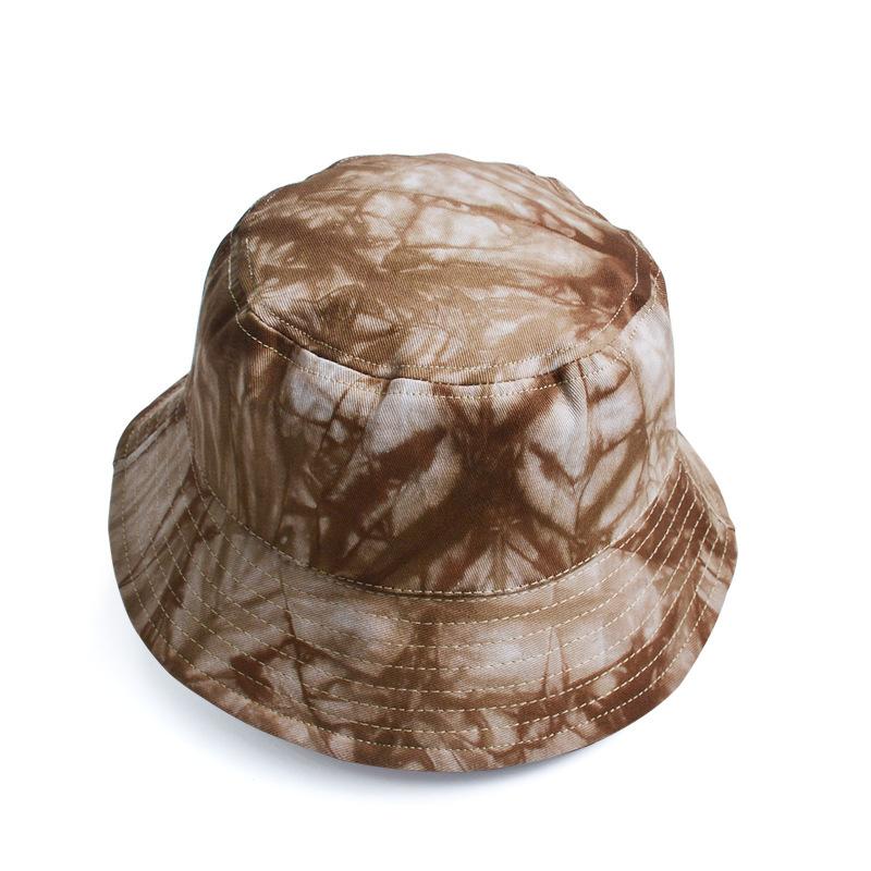 

Fisherman s hat, summer short-brimmed bucket hat, outdoor travel tie-dye sun hat, women s spring and autumn sun hat коричневий