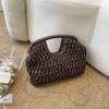 Nuova Borsa Estiva Grande Capacità a Tracolla per Vacanze al Mare e Turismo, Borsa a Mano in Paglia Intrecciata, Borsa Dorata con Chiusura a Clip