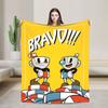 Cupheads Knitted Blanket Fleece Video Game Warm Throw Blanket for Outdoor Travel Bed Rug
