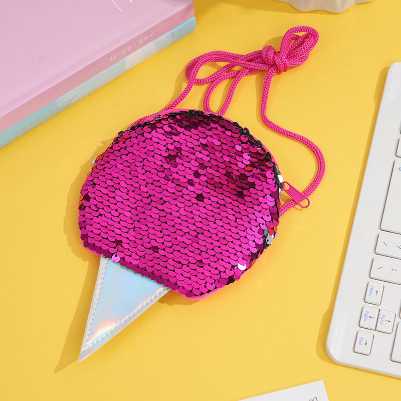 

Sequin Ice Cream Lanyard Coin Purse & Kids Crossbody Small Wallet