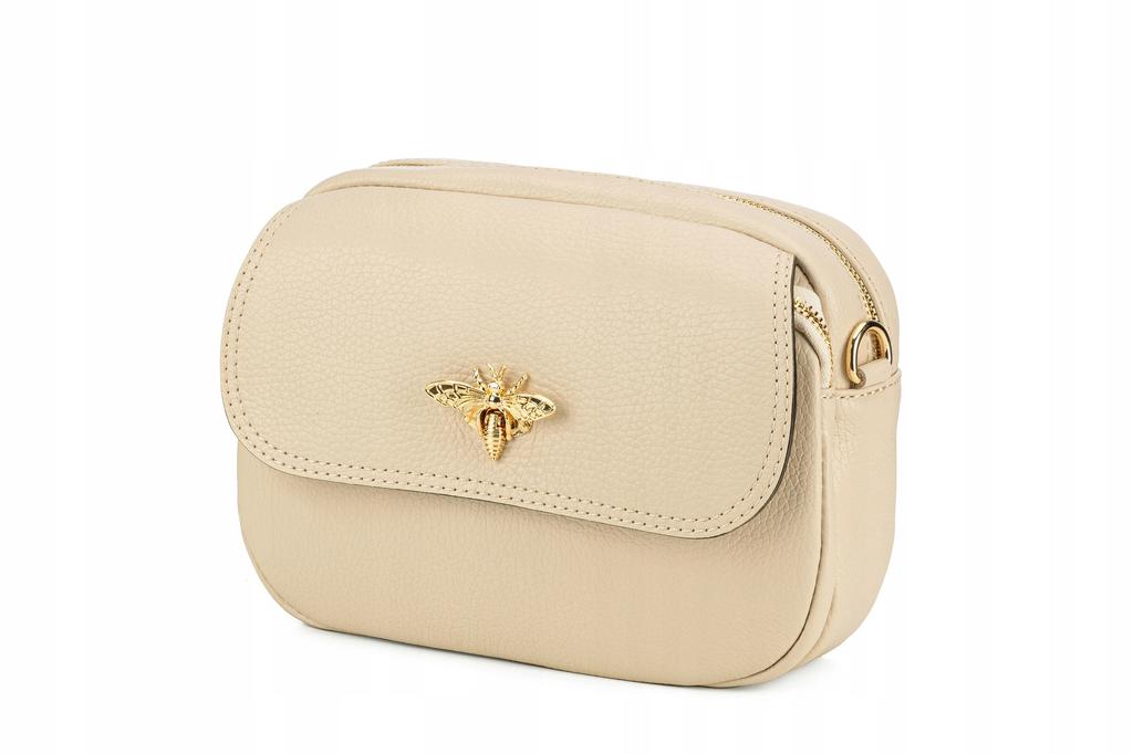 Beige Women's Leather Handbag, Vera Pelle Shoulder Bag, Shopper Bag