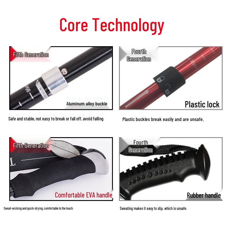 Ultralight Folding Aluminum Trekking Pole for Outdoor Hiking and Camping