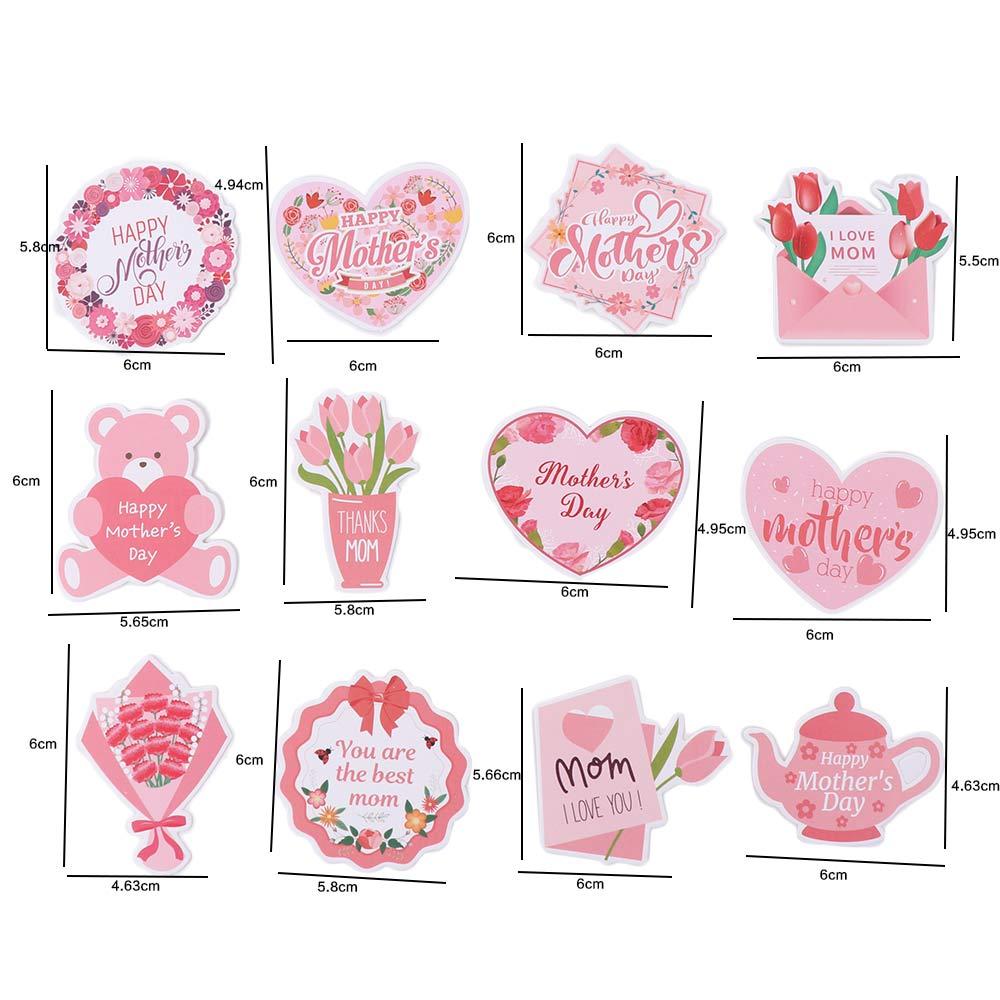 36pcs Love Bear Flower Happy Mother's Day Cake Toppers  Dessert Decor Supplies