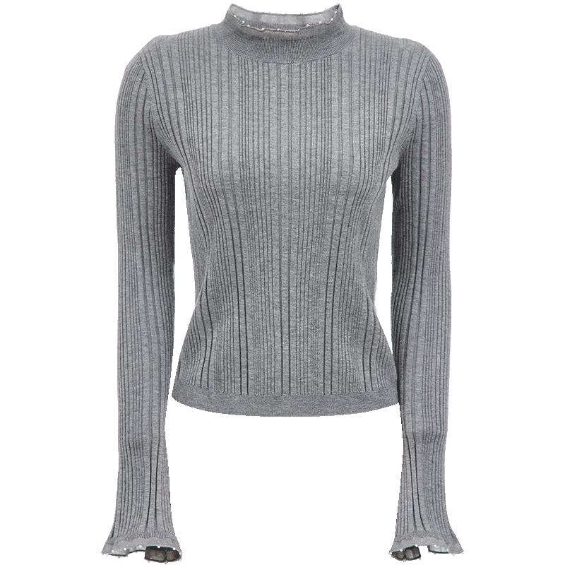 

VEROMODA Women s Slim-Fit Wool Blend Knit Top with Decorative Collar M