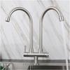 Kitchen Double Outlet Faucet 304 Stainless Steel Single Cold Double Pipe Tap Universal Rotating Sink Faucets(C)