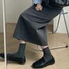 With Sweater Coat Skirts Autumn and Winter New Gray Back Slit Suit Skirt