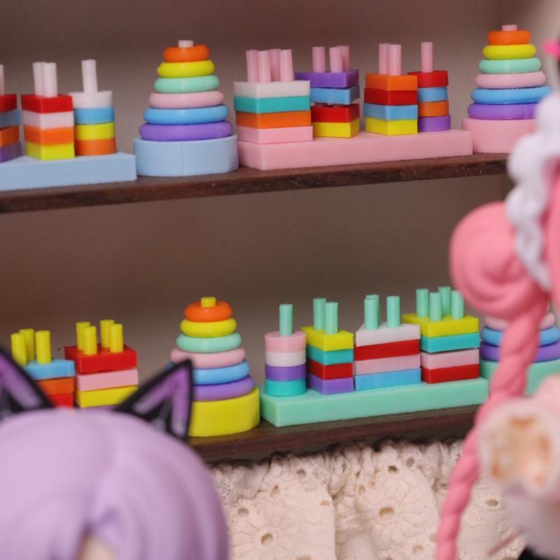 1 Set Micro Scene Decoration Miniature Dollhouse Small Wooden Bucket Assembling Blocks Model For Doll Accessories