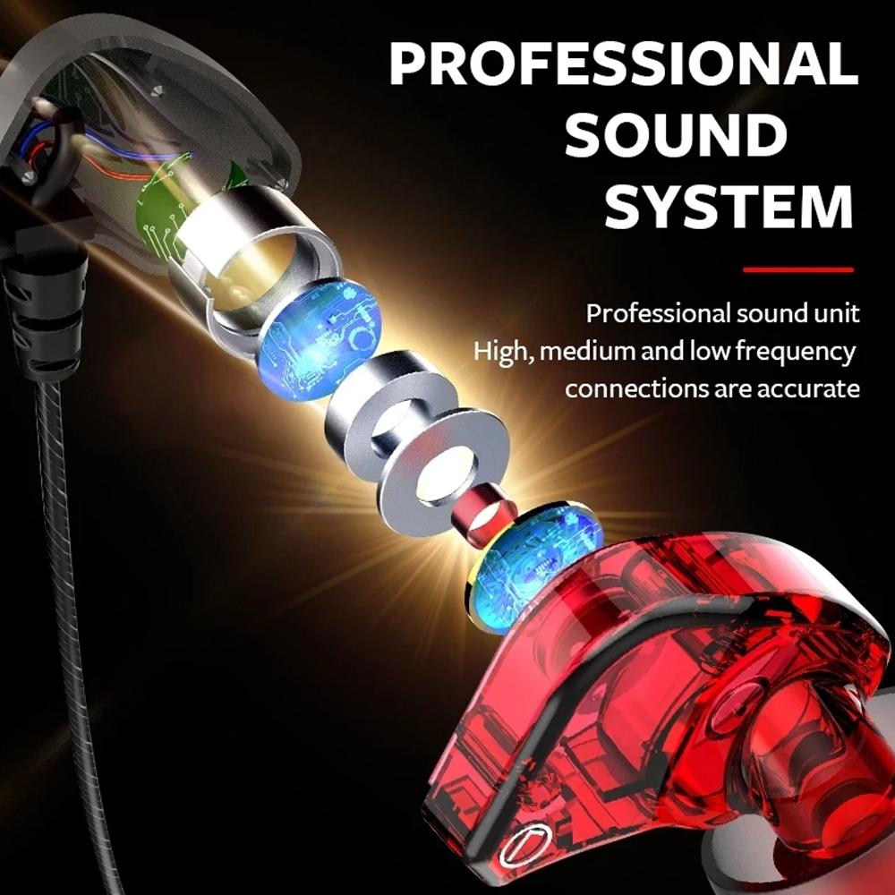 T2000 Waterproof Sports Binaural Wired Headset HIFI Metal Bass Earbud Headphone Sport Stereo Sound Noise Reduction Headset