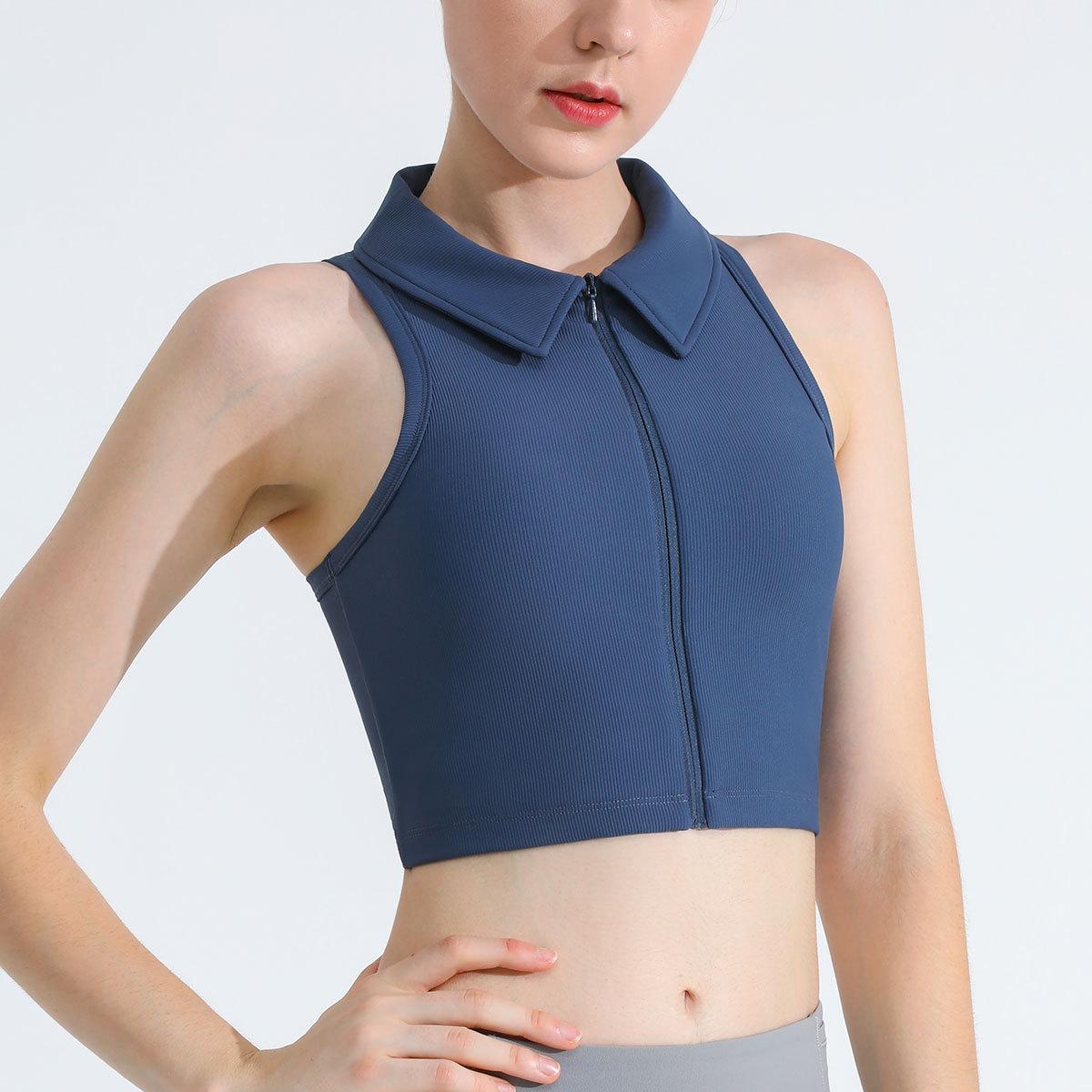 

Women s High-Impact Front Zip Sports Bra - Breathable, Shockproof Yoga & Running Vest Medium фіолетовий/синій