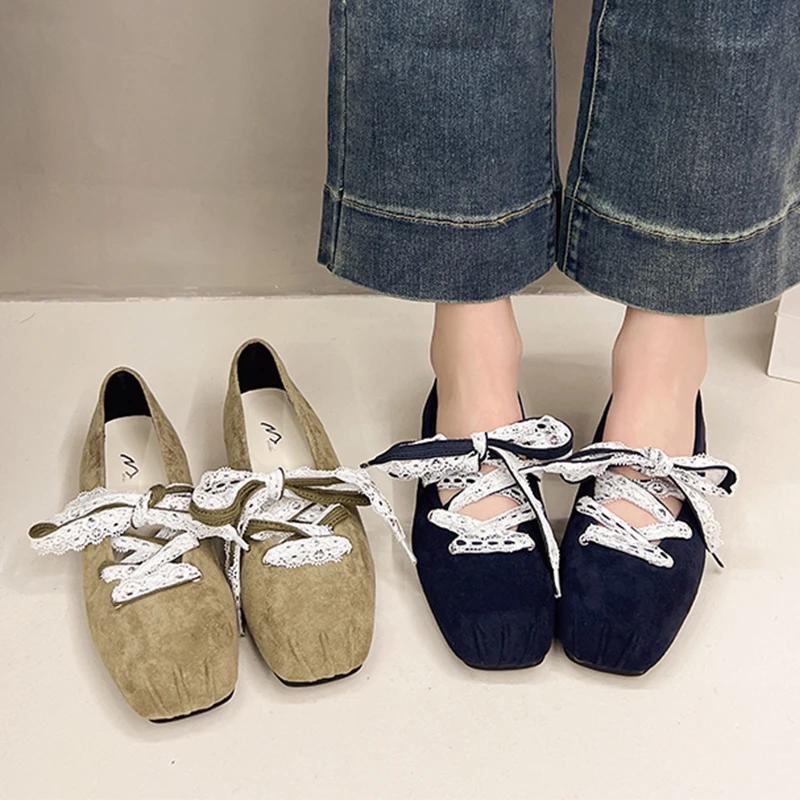 Square Toe Flats Ballet Dance Shoes Summer Shallow Sandals 2025 New Designer Casual Women Shoes Dress Cozy Mujer De Zapatillas