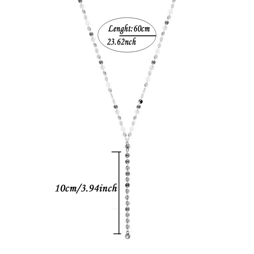 Stainless Steel Sexy Multilayer Sequins Chain Tassel Crystal Pendant Necklace For Woman Y Shape Disc Choker Necklace