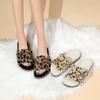 Women's Fuzzy Leopard Print Slippers, Cross Strap, Suede, Indoor/Outdoor, Autumn/Winter 2025.