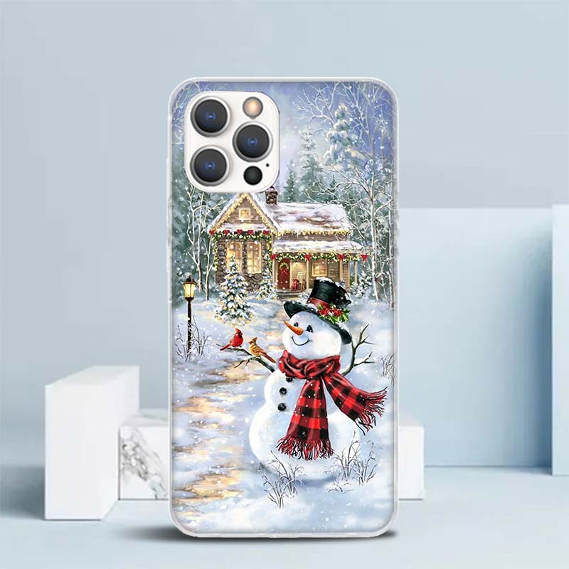 Christmas Santa Claus Present Soft Cover for iPhone 16 17 Air 15 14 Pro Max 16E Phone Case 13 Mini 12 11 7 SE 8 Print Pattern Fi