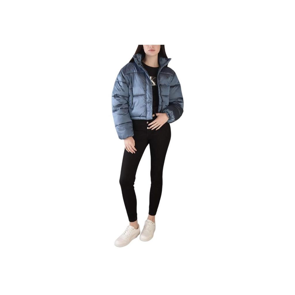 Calvin Klein Bestickte Kurzjacke mit Stehkragen und Reißverschluss, Langarm, Damenjacke, Blau J20J224124-CDO