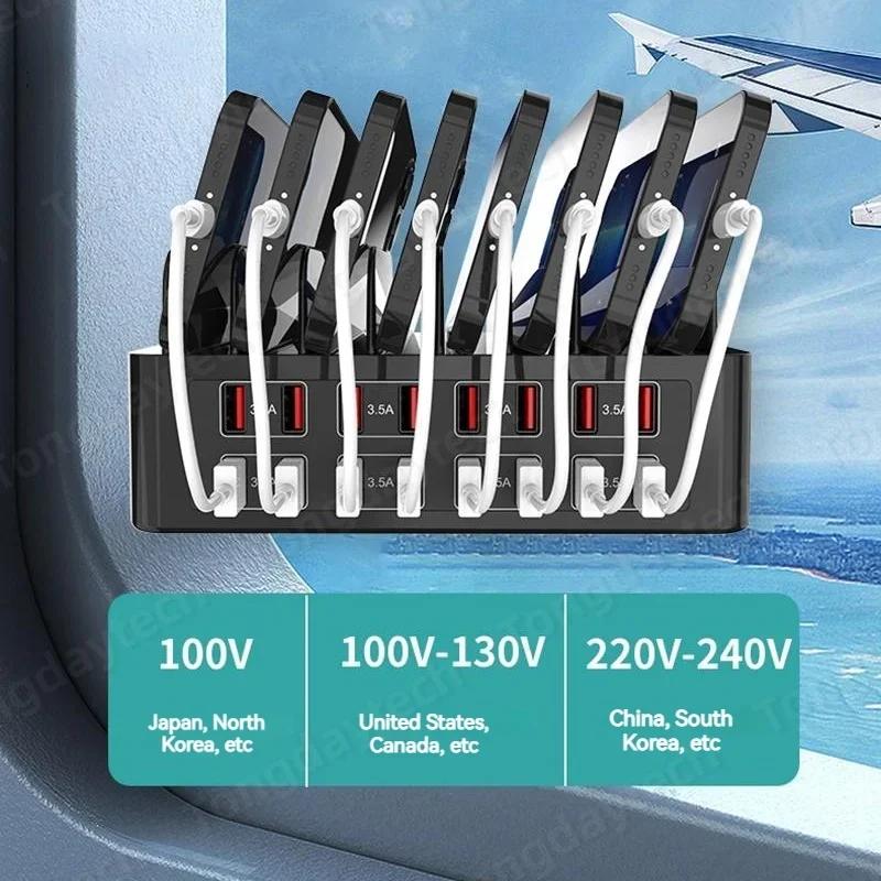 Universal 150W Multi USB Fast Charger Charging Station 16 Port Usb Quick Charge Phone Stand for Iphone 15 Samsung Xiaomi Tablet