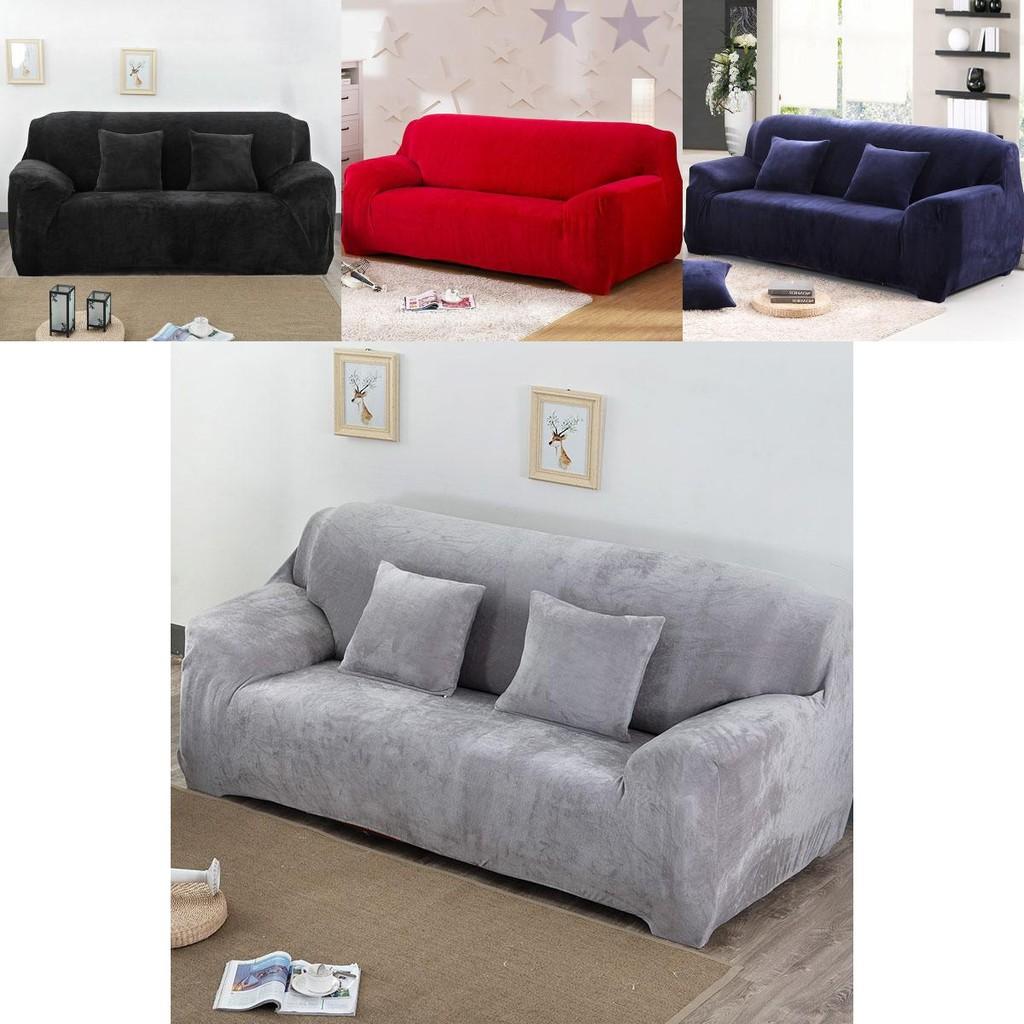 Comfortable Stretch Sofa Slipcover Soft Thick Velvet Protector For 1-4 Seat Furniture