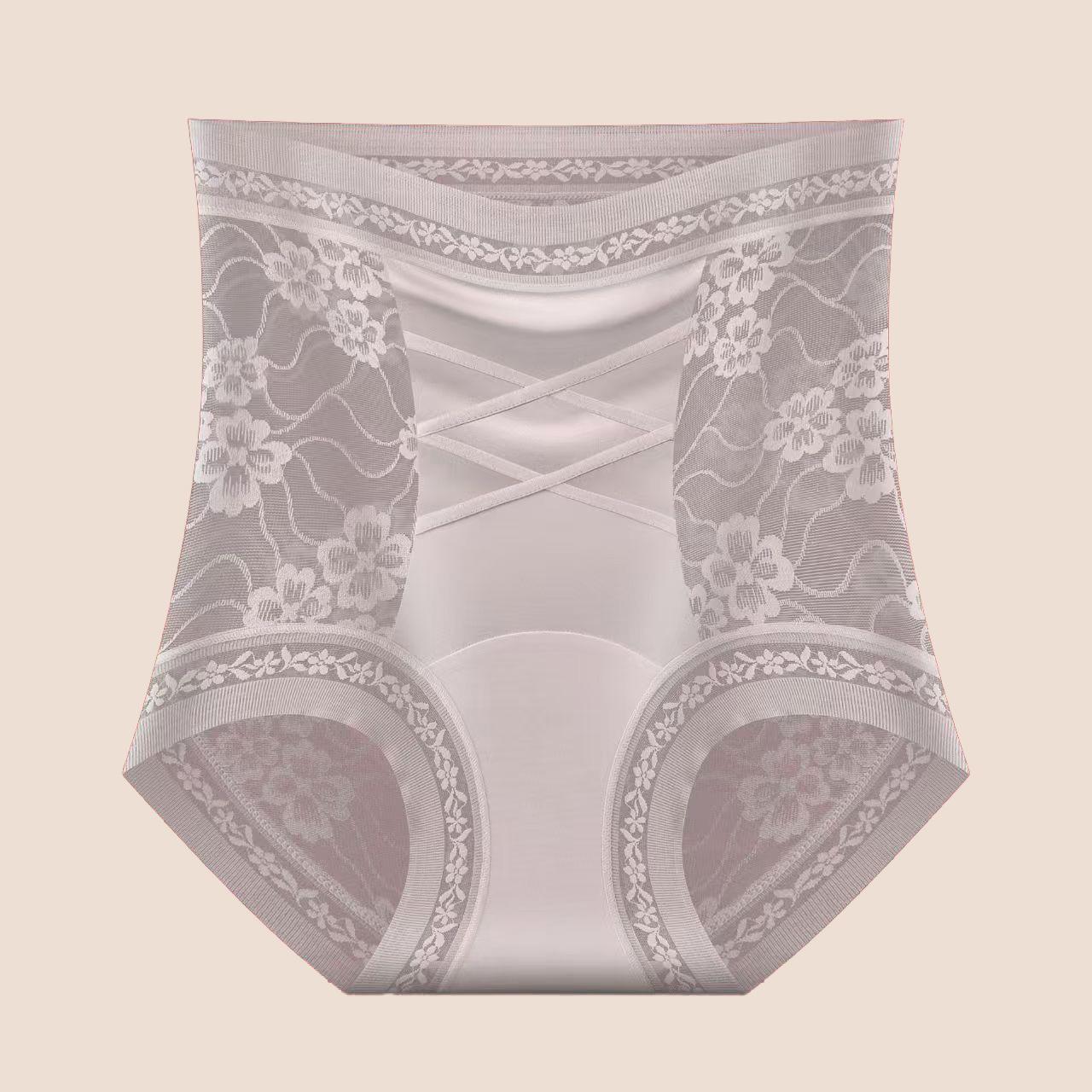 High-Waisted Seamless Lace Tummy-Control Mulberry Silk Sculpting Antibacterial Women s Shaping Underwear