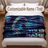 Music Theme Soft Blanket Personalized Custom Name Text Print Warm Blanket Home Sofa Bedroom Decor