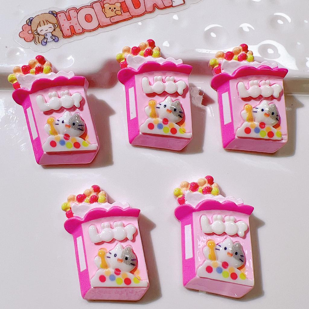10Pcs New Cute Cartoon Cake Cat Series Flat Back Ornament Jewelry Bows Accessories