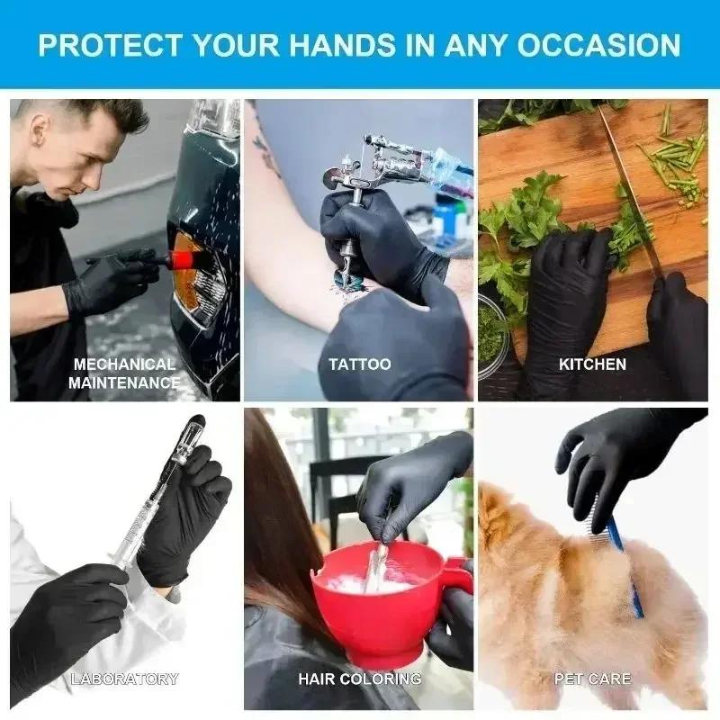 Nitrile Gloves Disposable Without Powder Black Gloves Home Cooking Tattoo Washing Car Household Cleaning Work Gloves