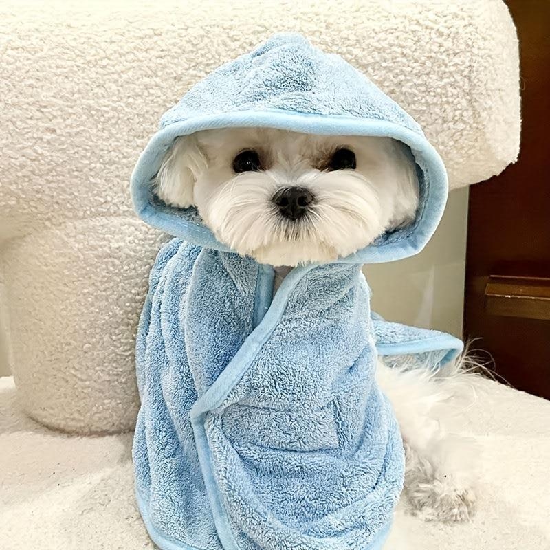 Pet Bathrobe Thickened and Highly Absorbent Dog Bath Towel Cat Teddy Bichon Schnauzer Universal Hooded Style