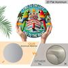 2D Flat, 1pc Margaritaville Metal Aluminum Sign "Fins To the Left, Fins To the Right" - Tropical Beach Wall Art with Parrots, Palm Trees & Margarita