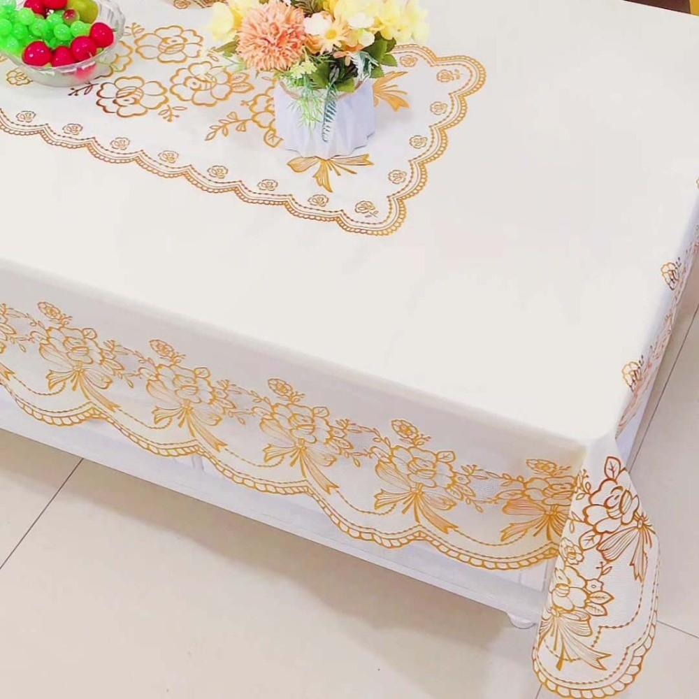 Smooth Table Cover Cloth Rectangular Desk Protection Cover Gold-embossed Tablecloth  Proposal Props