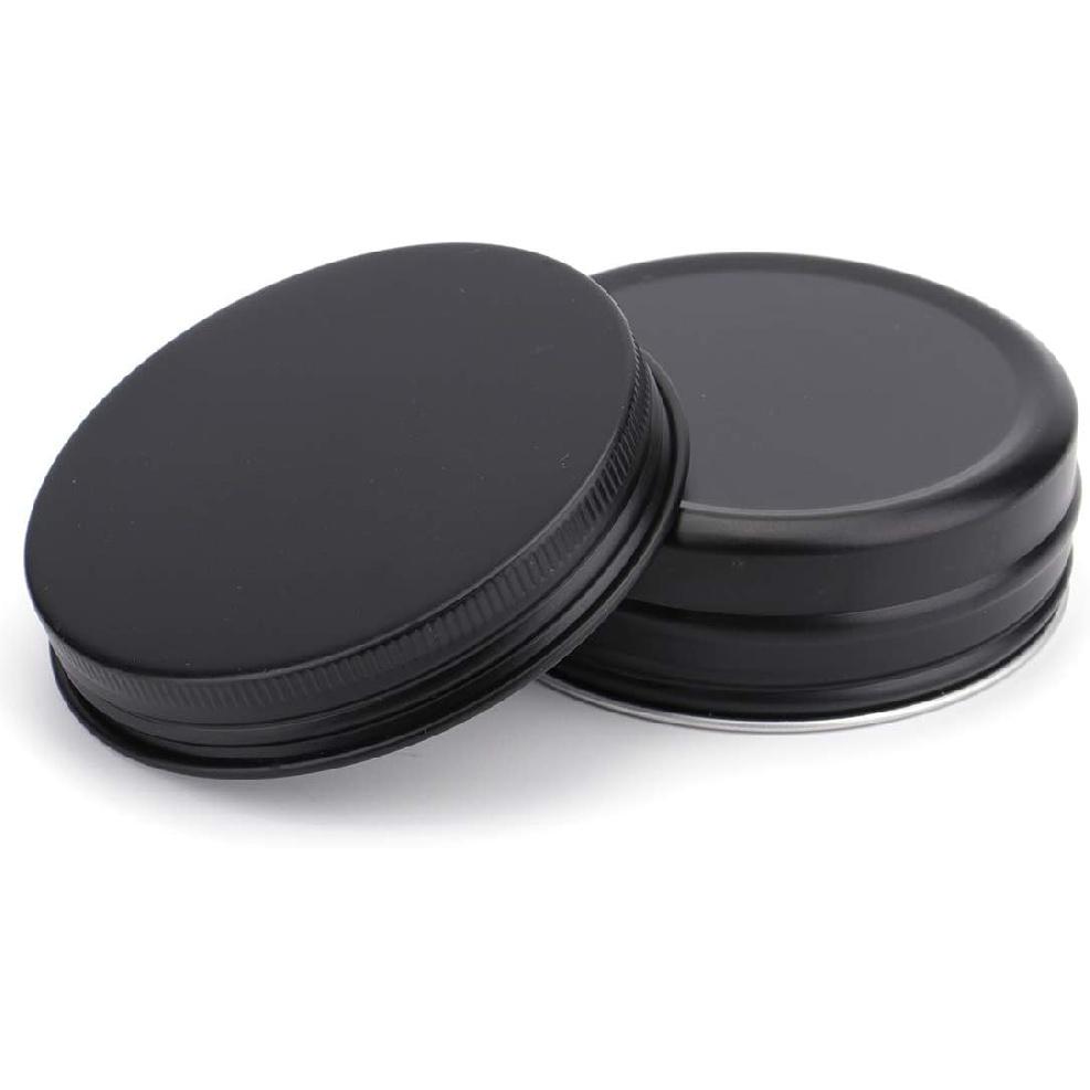 Foraineam 48 Pack 2 oz Round Lip Balm Tin Cans - Aluminum Cosmetic Sample Containers with Screw Lid - Matte Black Metal Empty Tins Storage Travel Tin