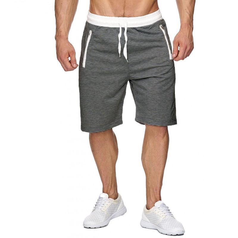 Mens Summer Thin Sports Pocket Solid Drawstring Board Trunk Beach Short Pants Shorts Zippered Pocket Loose Sweatpants