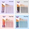 Nylon Gouache & Oil Painting Brush Set - 10 Pcs Flat Brushes with Red & Blue Handles