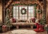 Decorazioni Festa di Natale Sfondo in Legno Finestra Interna Regali Albero di Natale Bambini Famiglia Ritratto Sfondo Fotografico per Studio Fotografico