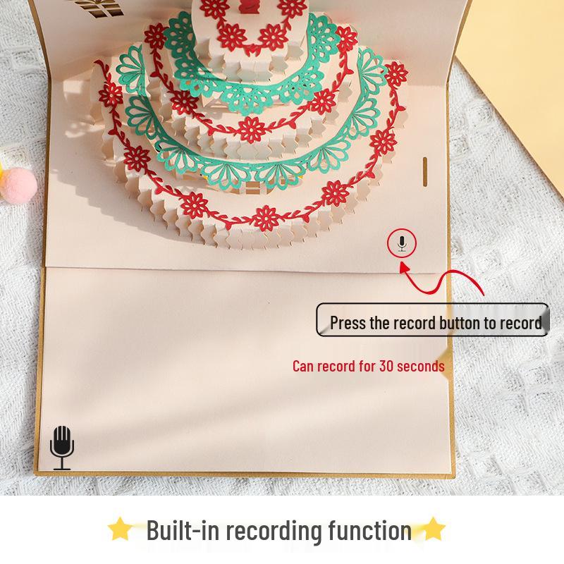 Biglietto di Buon Compleanno Luminoso 3D con Musica e Busta
