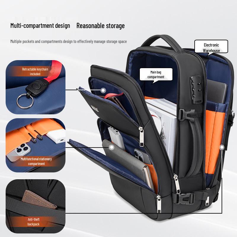 Men's Waterproof Business Backpack - Large Capacity, Multi-functional, Anti-theft, Luxury Commuter Bag.