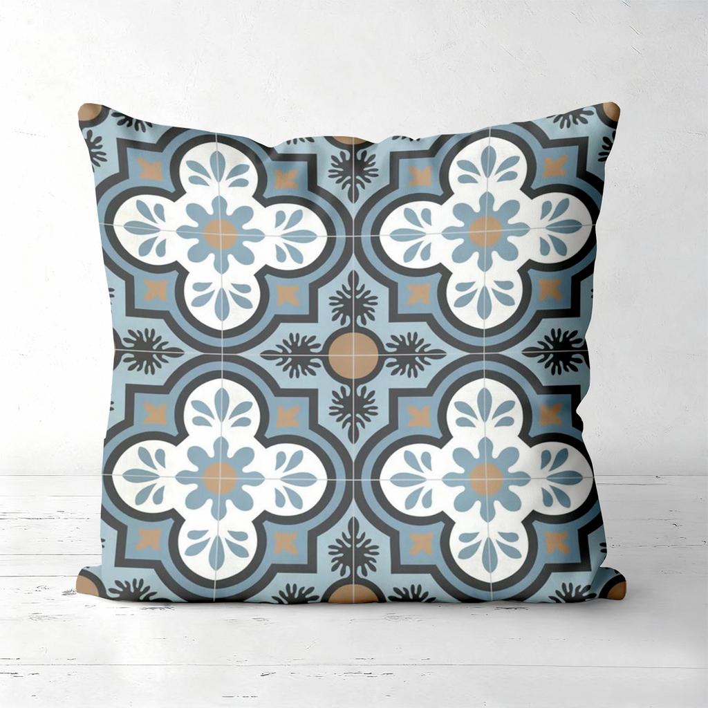 Bohemian Floral Tile Pattern Pillow Covers Pattern Cushion Cover Suitable For Sofa Bedroom Car Pillow Cover