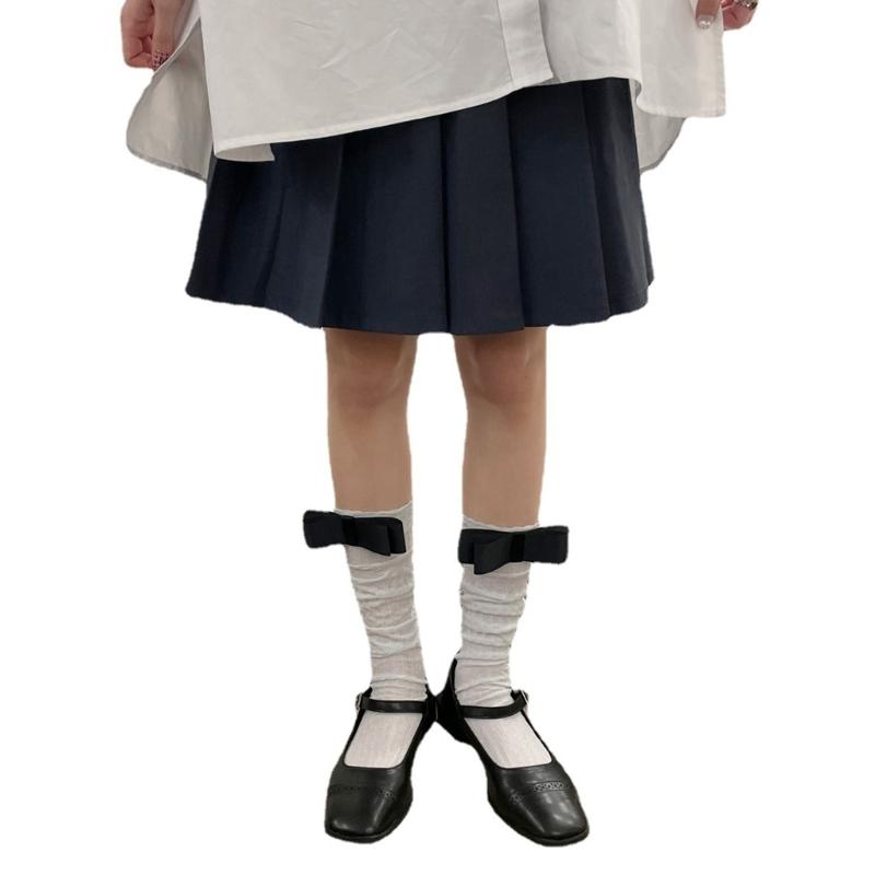 Delicate Women Girls Lace Calf Socks Spring Summer Calf Socks Under Knee Stocking Antiskid Bowknot Decor Knee Sock