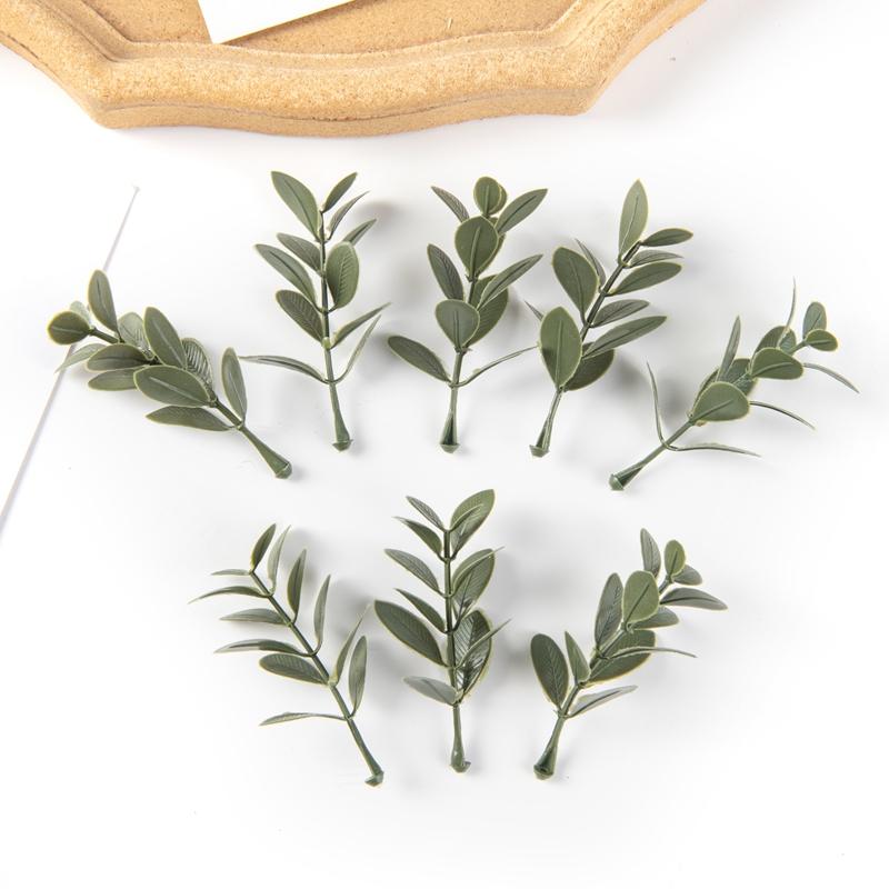 50/100PCS Artificial Plants Leaf Wedding Party Home Decor Accessories Diy Cake Candy Box Garland Christmas Decorative Flowers