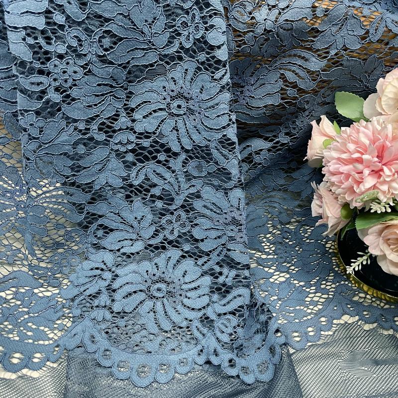 Lace Fabric 150x150cm for Dresses Clothes Sewing White Blue Hollowed-out Plain Cloth Heavy Press Yarn Three-dimensional Mesh