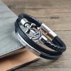 Arrow Bow Arrow Design Leather Rope Woven Bracelet Woven Magnetic Buckle Men's Stainless Steel Bracelet Jewelry Gift Wholesale