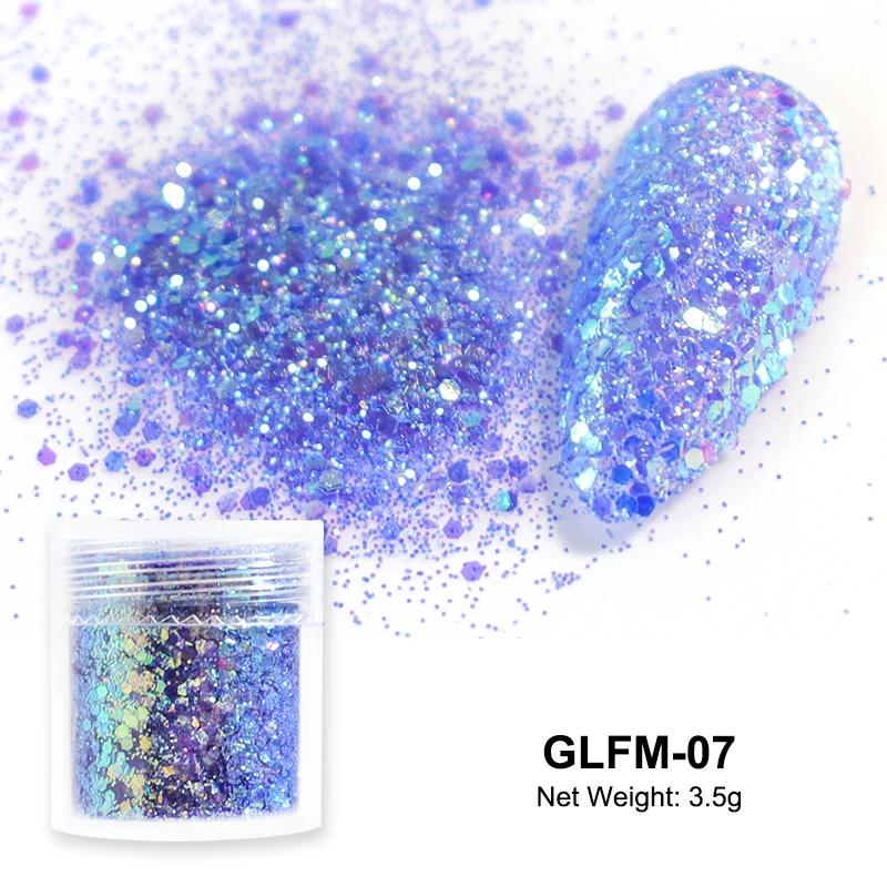 3,5g Paillettes Iridescentes Sucre pour Ongles Coloré Candy Coat Poudre Pigment Pour Manucure Effet Sucre Poussière Brillante Décorations Nail Art